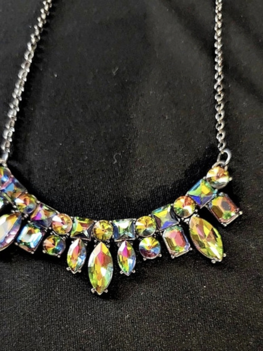 Multicolor Rhinestone Statement Necklace Like New